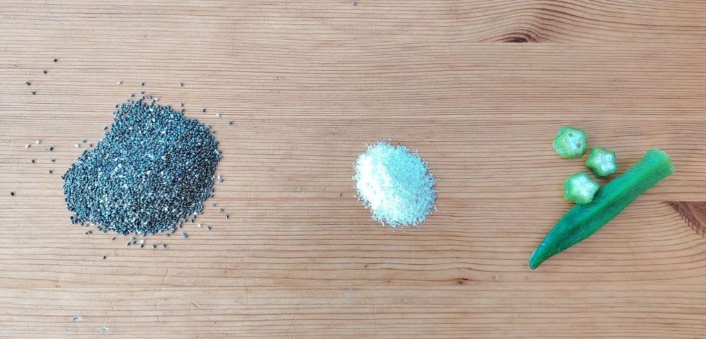 Graines de chia, psyllium blond et gombos
